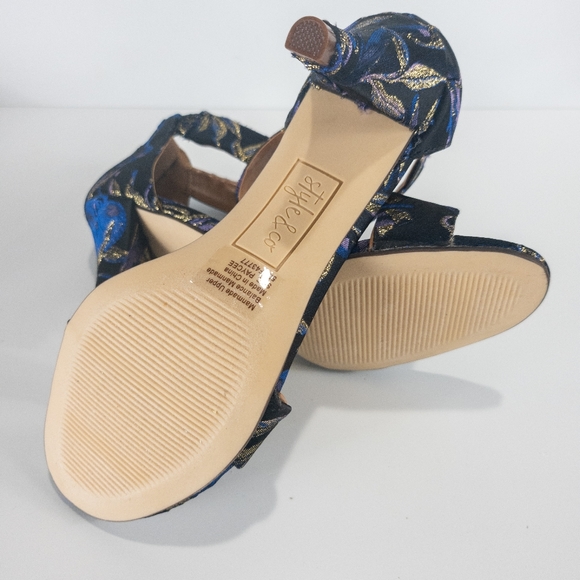 Style & Co Paycee Two-piece Dress Sandals Blue Floral Brocade -5 - Picture 4 of 4